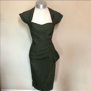 STOP STARING! Army Green Pin Up 50’s-60’s Dress